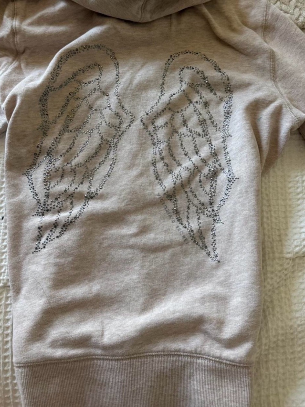 Victoria secret Girls' Light Pink Hooded Top with Rhinestone Angel Wings